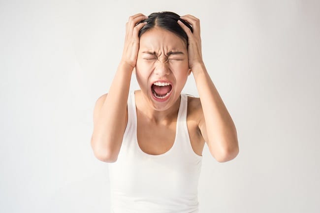Portrait,Of,Angry,Pensive,Mad,Crazy,Stress,Asian,Woman,Screaming