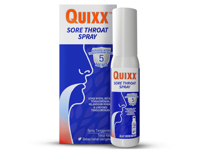 quixx sore throat spray, spray pereda sakit tenggorokan, alodokter